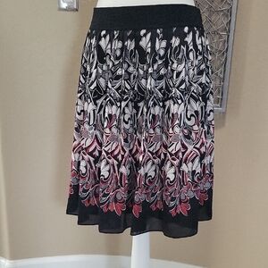 White House Black Market Black, White and Red Skater Skirt